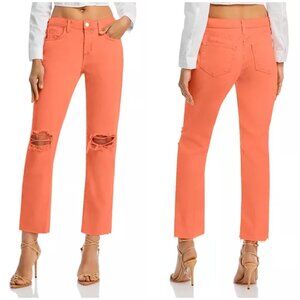 New L'AGENCE Milana Low Rise Stovepipe Straight-Leg Jean in Bright Coral size 34